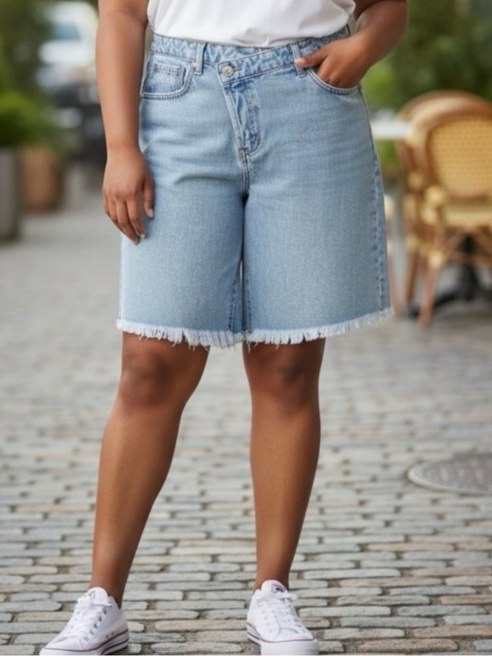 🫶🏻 Wild Fable Classic High-Rise Light Blue Denim Bermuda Shorts